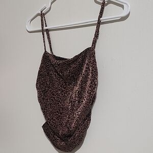 Elegant Animal Print Cowl Neck Camisole